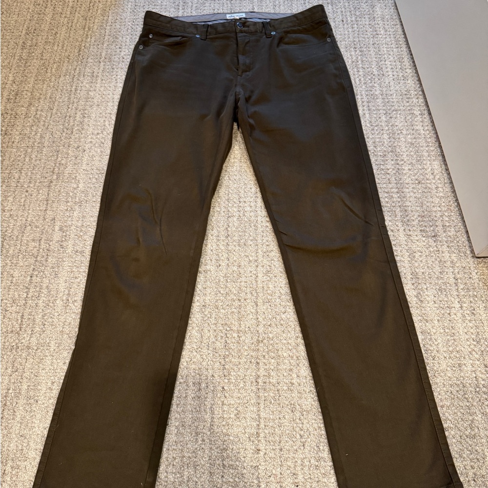 Men's Peter Millar Brown/Dark Olive Straight-Leg Sateen Pants